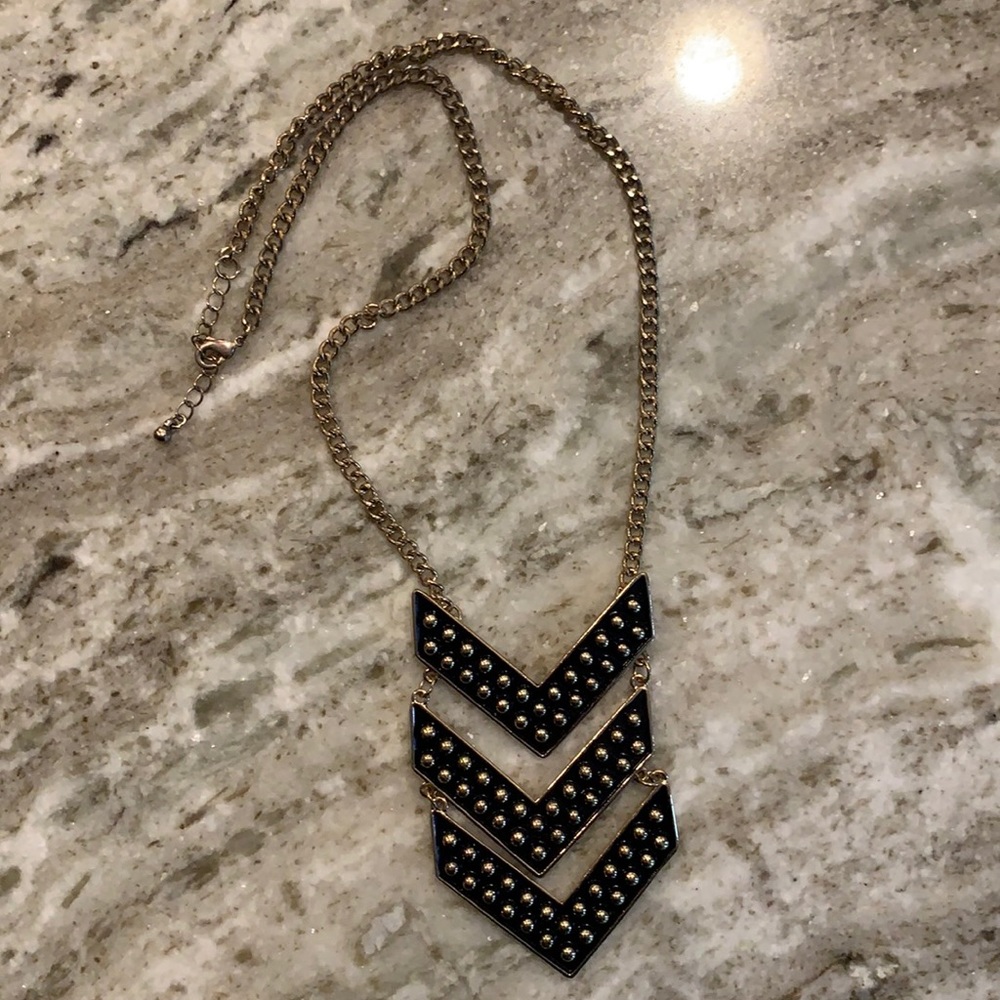 Black and gold chevron statement necklace